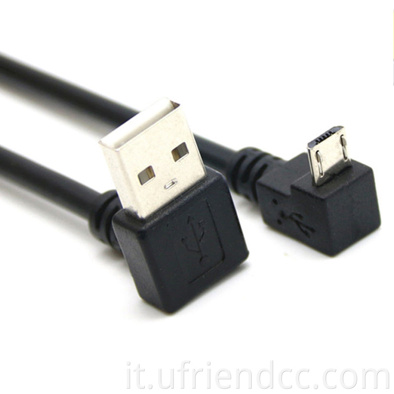 Sincronizzazione dei dati di fabbrica OEM ricarica micro b tipo c angolo retto cavo USB Sincronizzazione dei dati e ricarica in PVC in bianco o nero 4C o 2C CE, RHOS